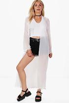 Boohoo Christina Pom Pom Trim Kimono