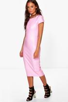Boohoo Lilly Cap Sleeve Midi Bodycon Dress Pink