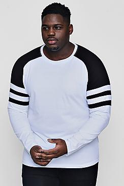 Boohoo Big And Tall Long Sleeve Panel Raglan T-shirt