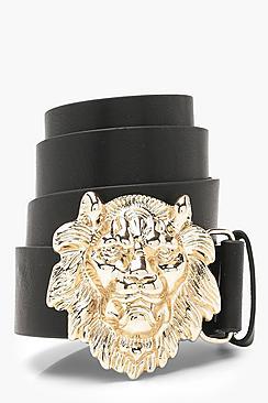 Boohoo Lion Head Buckle Boyfriend Belt