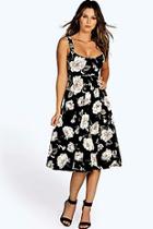 Boohoo Liz Wide Strappy Sweetheart Floral Skater Dress