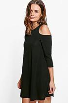 Boohoo Cold Shoulder Knitted Swing Dress