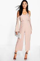 Boohoo Ana Cold Shoulder Culotte Jumpsuit