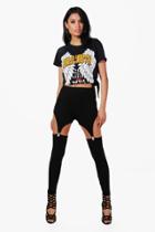 Boohoo Rania Jersey Suspender Leggings Black