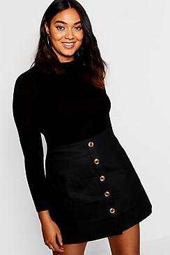 Boohoo Plus Horn Button Utility Skirt