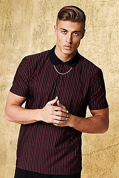 Boohoo Striped Party Smart Polo T-shirt