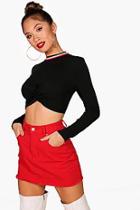 Boohoo Becky Sports Rib Twist Front Crop Top