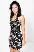 Boohoo Petite Kitty Lace Panel Floral Strappy Dress