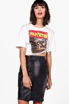 Boohoo Carly Asymmetric Zip Front Bodycon Denim Skirt