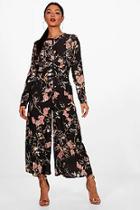 Boohoo Maryanna Floral Knot Front Jumpsuit