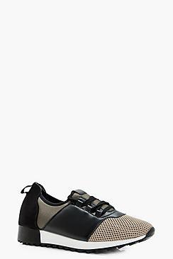 Boohoo Sarah Mesh Lace Up Sports Trainer