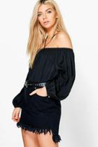 Boohoo Indie Woven Strappy Neck Top Black