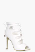 Boohoo Rosie Cage Lace Up Heels White