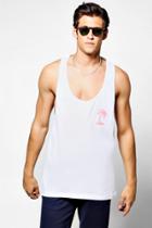 Boohoo Extreme Racer Back Tank Top With Palm Print White