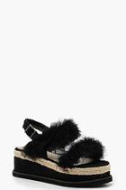 Boohoo Faux Fur Two Strap Flatforms