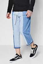 Boohoo Cropped Loose Fit Half Bleach Skater Jeans