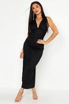 Boohoo Knot Front Plunge Maxi Dress