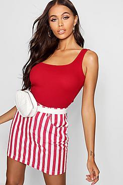 Boohoo Stripe Denim Skirt
