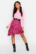 Boohoo Petite Leopard Print Ruffle Hem Midi Skirt