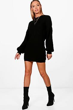 Boohoo Maddie Balloon Sleeve Jumper Dress