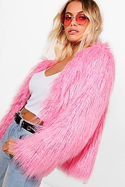 Boohoo Anna Mongolian Faux Fur Coat
