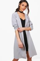 Boohoo Georgina Long Sleeve Belted Duster Grey