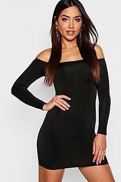 Boohoo Bardot Disco Slinky Bodycon Dress