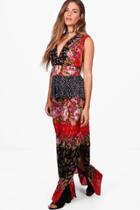 Boohoo Ella Floral Printed Cross Back Maxi Dress Multi