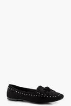 Boohoo Faith Bow & Stud Trim Loafer