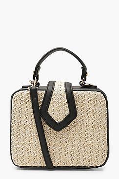 Boohoo Premium Structured Straw Box Cross Body