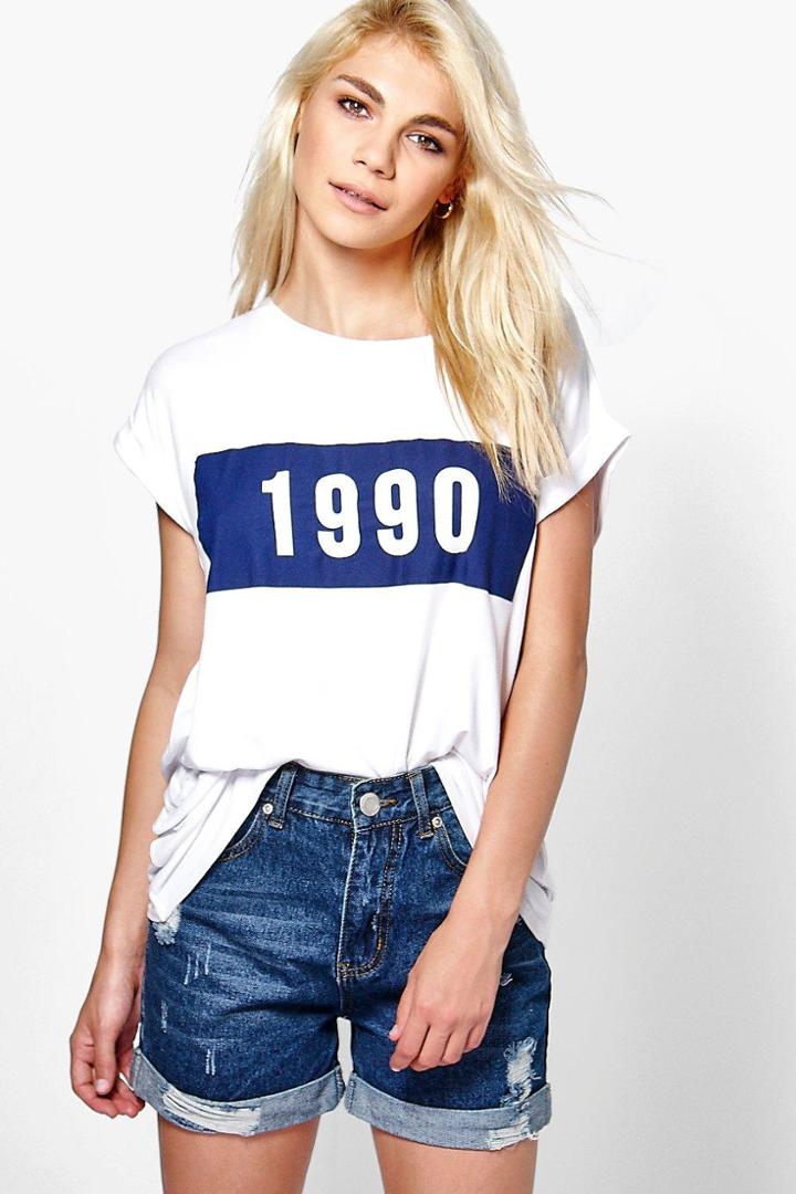 Boohoo Hetty High Rise Turn Up Distress Denim Mom Shorts Indigo