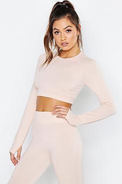 Boohoo Fit Seamfree Long Sleeve Crop Yoga Top