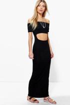 Boohoo Alisha Off Shoulder Cut Out Maxi Dress Black