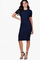 Boohoo Lucy Short Sleeve Textured Midi Dress
