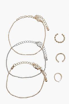 Boohoo Rosie Delicate Bracelet And Ring 6 Pack