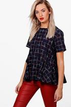 Boohoo Alisha Brushed Check Peplum Boxy Top