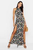 Boohoo Tall Backless Tropical Print Maxi Dress