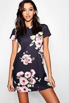 Boohoo Floral Cap Sleeve Shift Dress