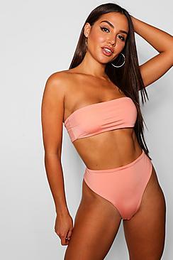 Boohoo Cape Verde High Leg Bandeau Bikini Set