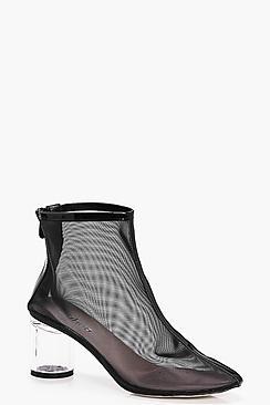 Boohoo Eve Clear Low Heel Mesh Boot