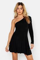 Boohoo Petite One Shoulder Skater Dress