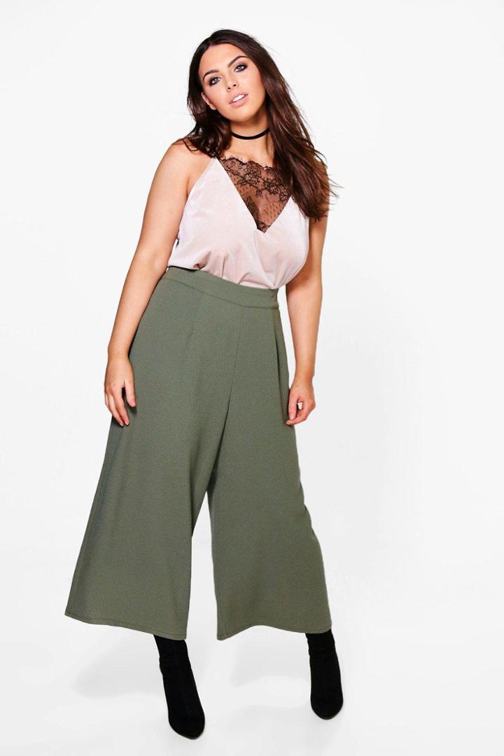 Boohoo Plus Millie Woven Culotte Khaki