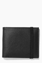Boohoo Leather Look Billfold Wallet With Elastic Fastening Black
