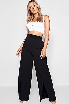 Boohoo Plus Wide Leg Split Trouser