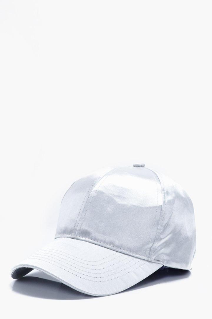 Boohoo Sateen Cap Silver