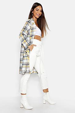 Boohoo Check Collar Sleeve Duster