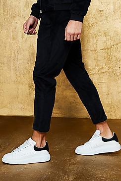 Boohoo Velour Pin Tuck Smart Cropped Jogger