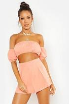 Boohoo Puffed Sleeve Crop Top