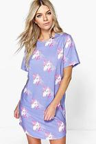 Boohoo Charlotte Unicorn Print Night Dress