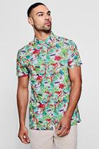 Boohoo Neon Floral Print Short Sleeve Shirt